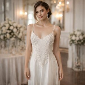 Flora Showstopper Chic White Lace Slip Dress | Sz S | NWT